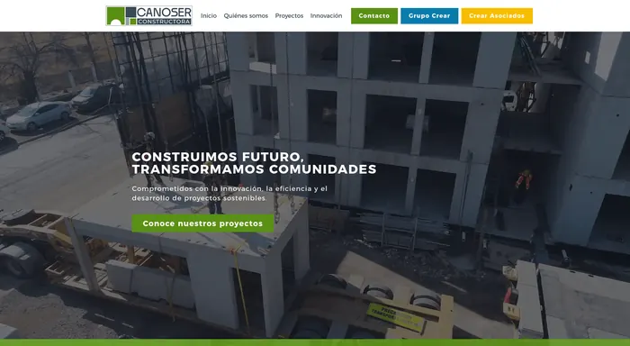 Sitio de Canoser Constructora, empresa hermana de Grupo Crear