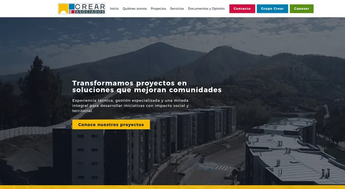 Sitio de Crear Asociados, empresa hermana de Grupo Crear
